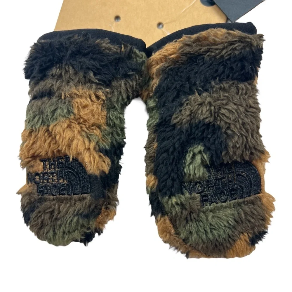 The North Face Baby Bear Suave Oso Infant Winter Mittens Size 0-6M Fleece Camo